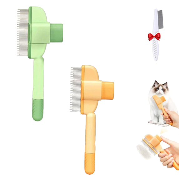 Zen Brush for Cats, Zenbrush Cat Comb, Avatore Zenbrush, Pet Comb for Dogs & Cats, Cat Dog Pet Grooming Brush for Cleaning Shedding Hairs (Green+Yellow)