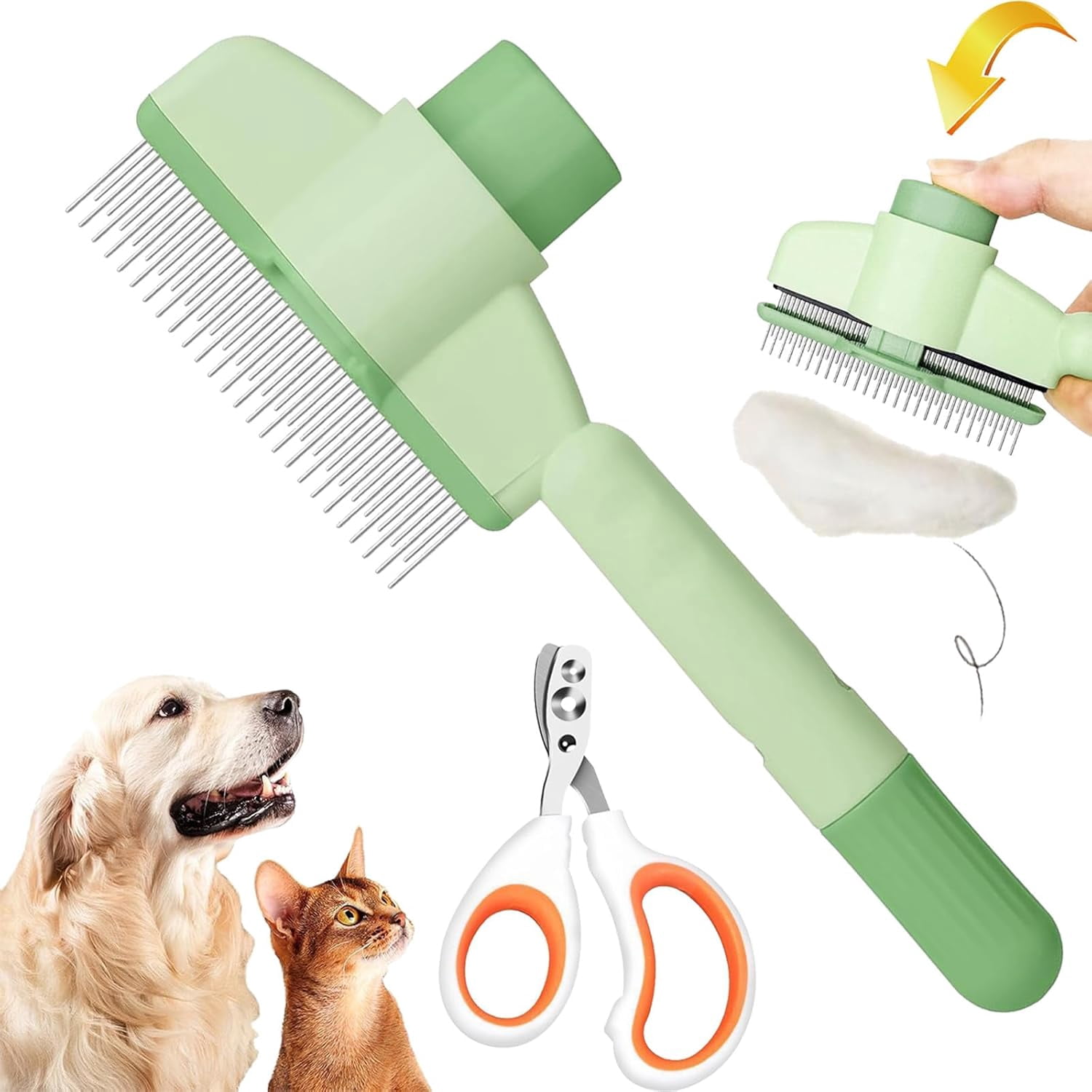Cat Shell Comb Zen Brush for Cats, Zenbrush Cat Comb with Long & Short Stainless Steel ...