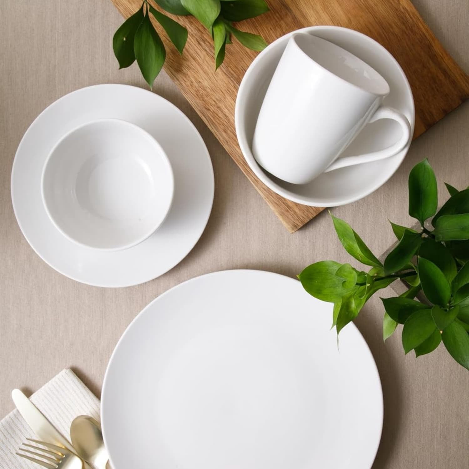 Zen Tableware Zen Buffet Porcelain Dinnerware Set, Service for 6 (30pcs), White ...