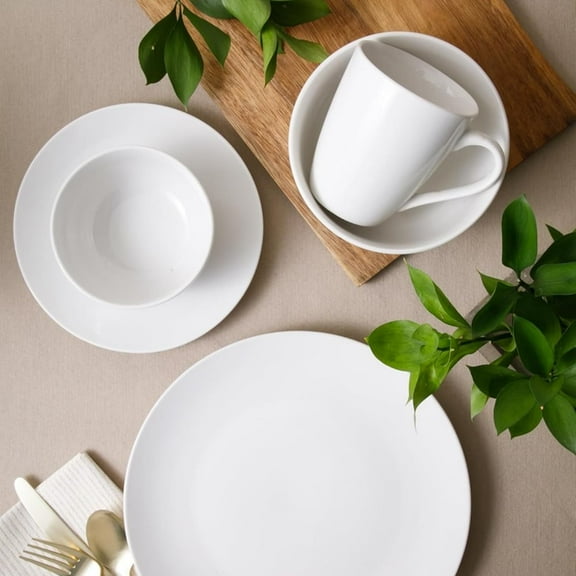 Zen Buffet Porcelain Dinnerware Set, Service for 6 (30pcs), White (Coupe)