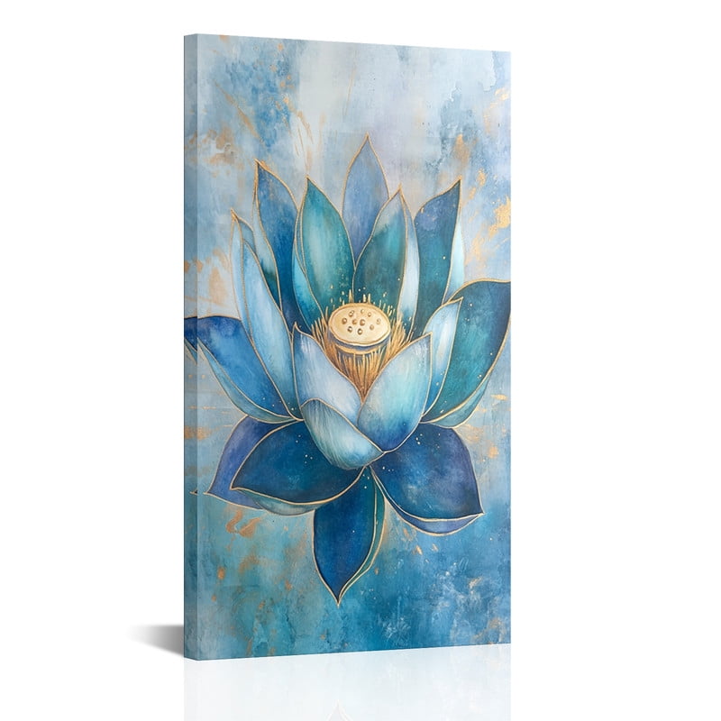 Zen Canvas Prints Wall Art Green and Blue Lotus Flower Wall Decor ...