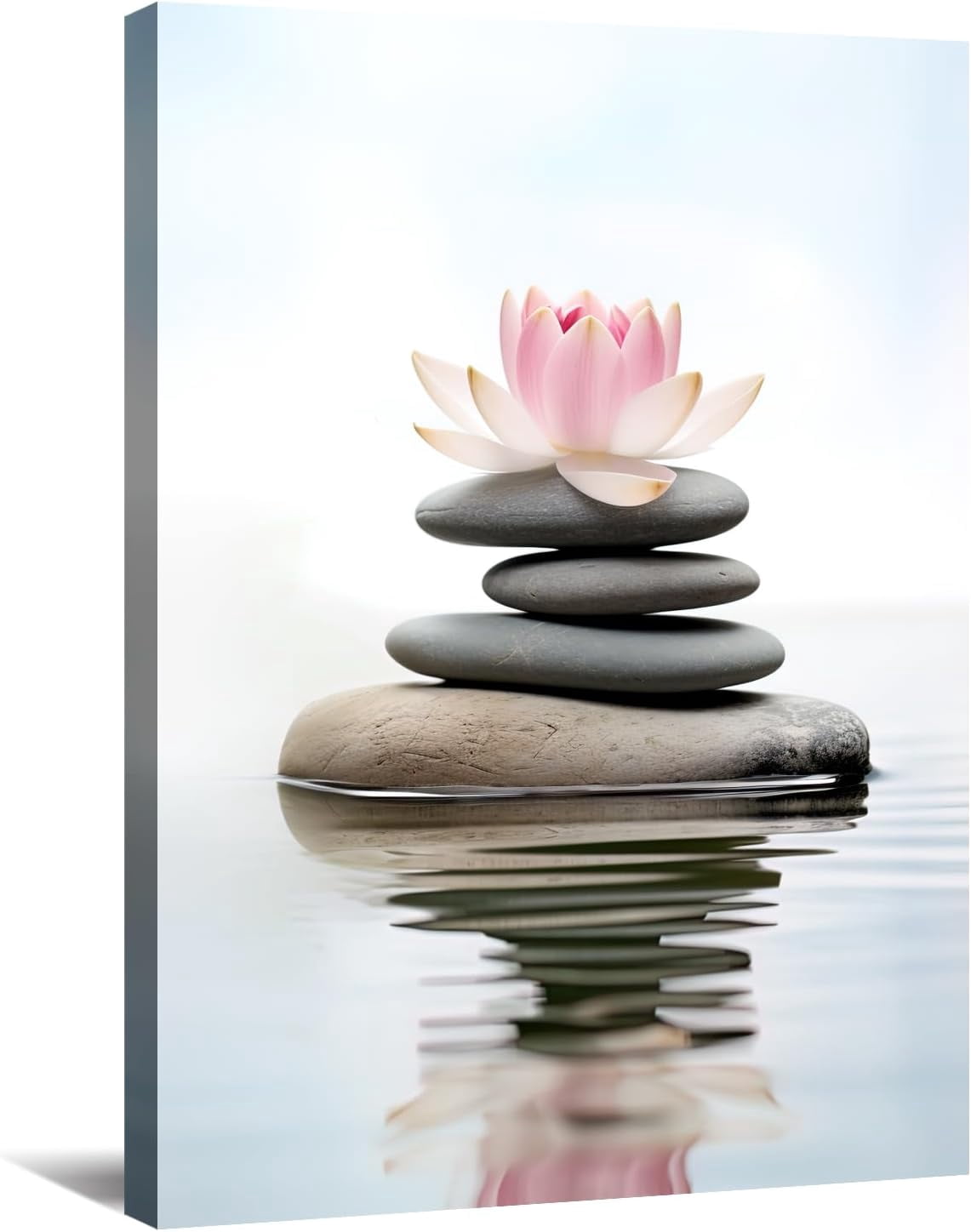 Zen Canvas Wall Art - Bathroom Wall Decor Lotus Candle with Black ...