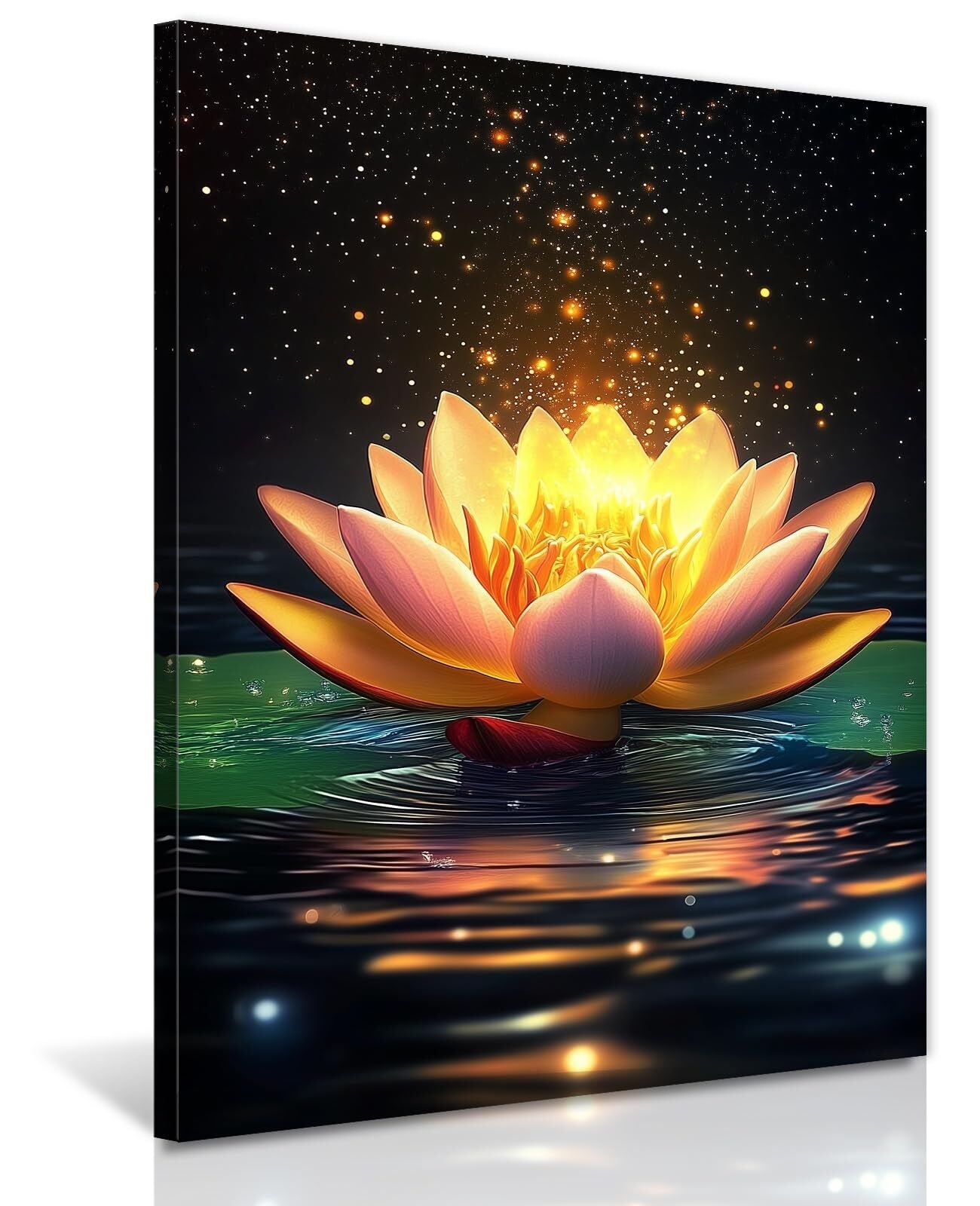 Zen Canvas Wall Art Blooming Lotus Flower in Water Painting Picture ...