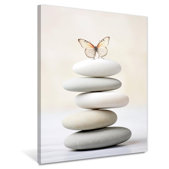 Zen Canvas Wall Art Butterfly on Zen Stones Pictures Calming Wall Decor for Bedroom Yoga Spa Room Meditation Room