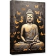 thumbnail image 1 of Zen Canvas Wall Art Gold Buddha Butterfly Pictures Print Vintage Buddha Statue Painting Meditation Spirit Decor Frame (Buddha - 4, 12.00" x 18.00"), 1 of 6