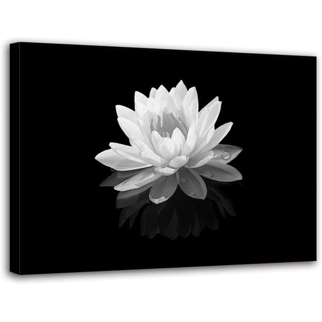 Zen Canvas Wall Art Lotus Flower Canvas Painting Black and White Floral ...
