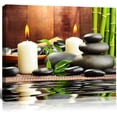 thumbnail image 1 of Zen Canvas Wall Art Paintings Decor Black Stone White Candle Green Bamboo Picture Posters for Spa Yoga Room Bathroom, Framed Modern Office Décor Home Walls Decoration, 12"x16"x 1Panel, 1 of 6
