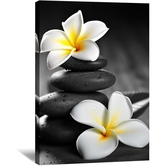 Zen Canvas Wall Art Spa Stones Picture Wall Decor Framed Meditation & Calm Painting Minimalist Prints Spiritual Room Living Room Bathroom Ready to Hang