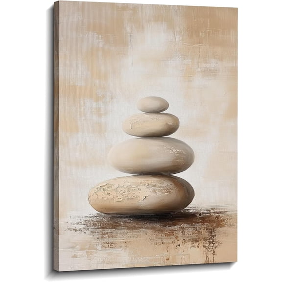 Zen Canvas Wall Art Spa Stones Picture Wall Decor Framed Meditation & Calm Painting Minimalist Prints Spiritual Room Living Room Bathroom Ready to Hang