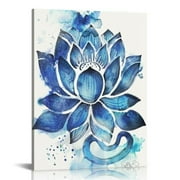 Zen Canvas Wall Art Yoga SPA Room Decor Blue Zen Yoga Lotus Wall Painting Prints Meditation Room Decorations 12x16 in