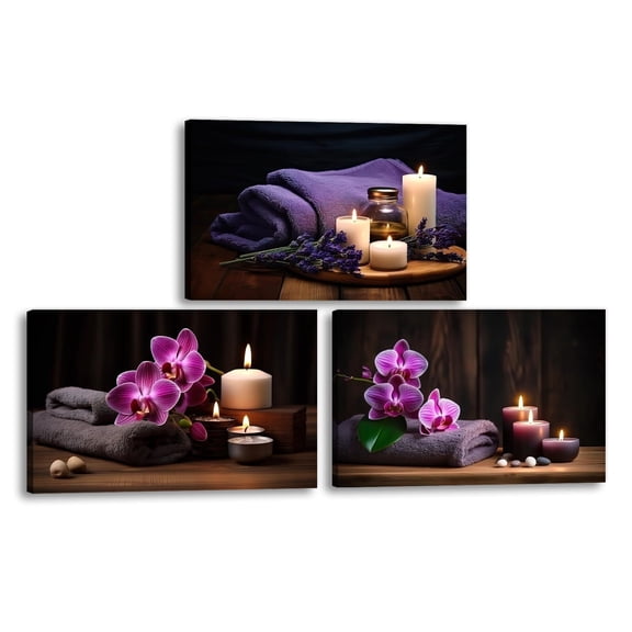 Zen Canvas Wall Art poster Purple Floral Picture Print For Spa Meditation Decor Modern Artwork for Massage Yoga Room Decor poster