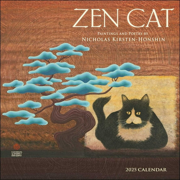 Zen Cat 2025 Wall Calendar: Paintings and Poetry by Nicholas Kirsten-Honshin, (Paperback)
