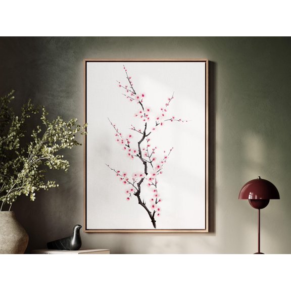 Zen Cherry Blossom Floating Portrait Serene Spring Delicate Petals Gallery Zen Inspired Wall Art Poster , Poster Print Only