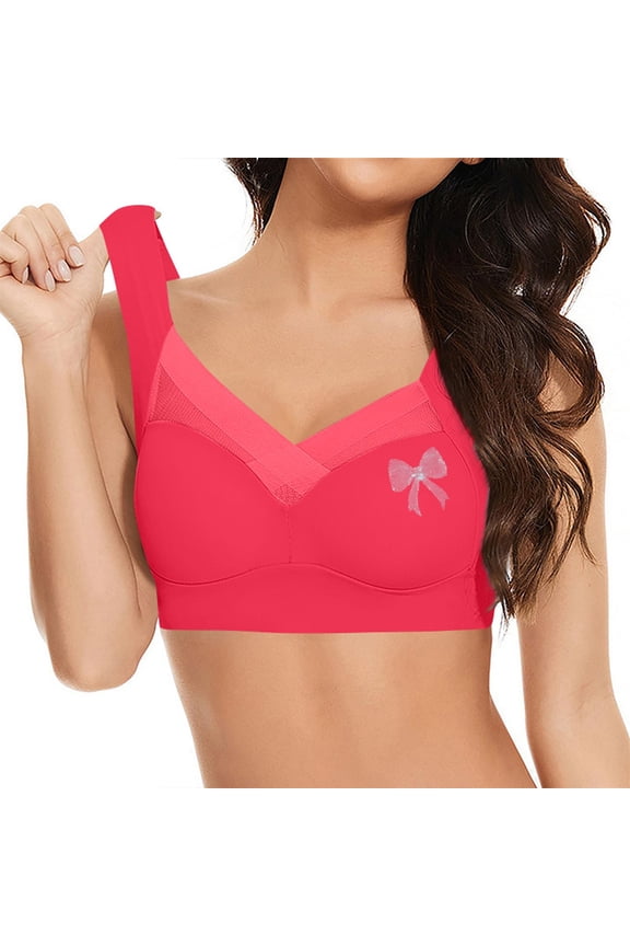 Zen Chic Bra - Seamless Powerful Push Up Wireless Bra Lift Full-Figure Posture Correcting Bra Ice Silk Anti Sagging Bra Red 42