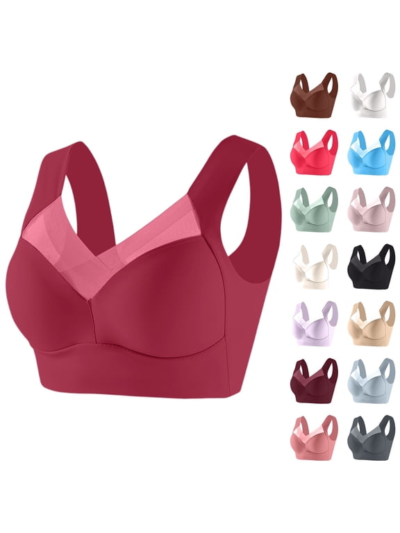 Zen Chic Bras for Older Women - Seamless Wireless Posture Correcting Bra, Full Coverage Ice Silk Push Up Anti Sagging Plus Size Bralette Mint Green 38