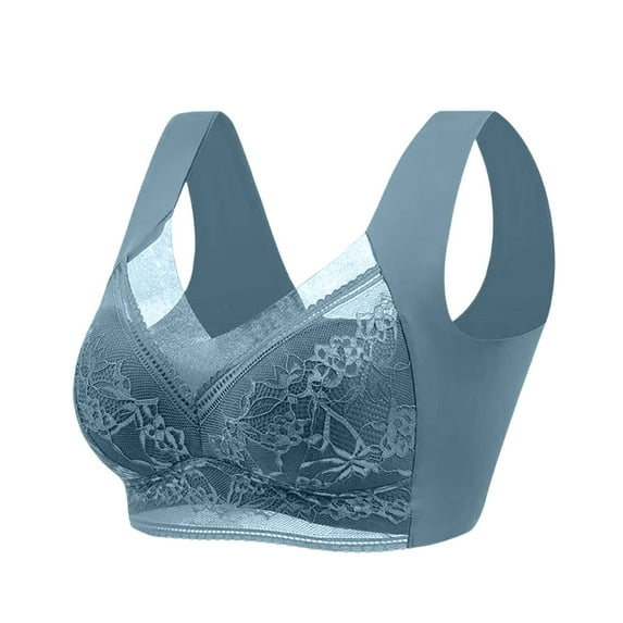 Zen Chic Bras for Older Women - Seamless Wireless Posture Correcting Bra, Plus Size Ice Silk Push Up Anti Sagging Full Coverage Mesh Bralette for Daily Wear Blue 44