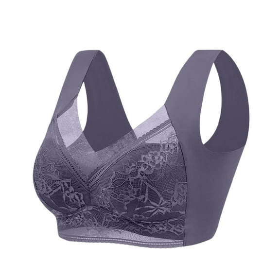 Zen Chic Bras for Older Women - Seamless Wireless Posture Correcting Bra, Plus Size Ice Silk Push Up Anti Sagging Full Coverage Mesh Bralette for Daily Wear Gray 36