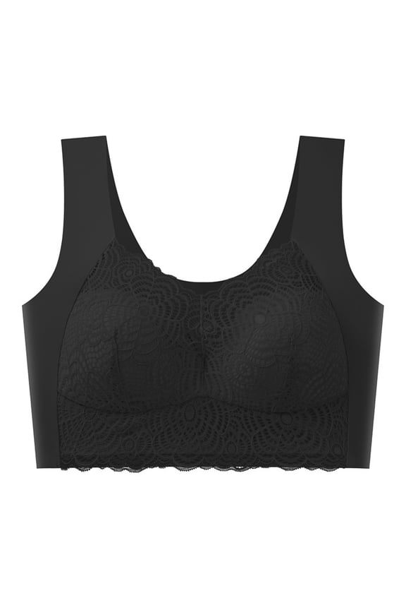 Zen Chic Bras for Older Women Posture Correcting Wireless Seamless Senior Bra Plus Size Mesh Full Coverage Bralette Black 34