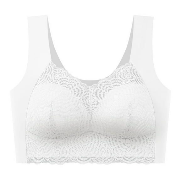 Zen Chic Bras for Older Women Posture Correcting Wireless Seamless Senior Bra Plus Size Mesh Full Coverage Bralette White 34