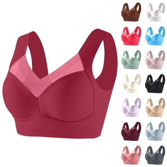 Zen Chic Bras for Older Women - Seamless Wireless Posture Correcting Bra, Full Coverage Ice Silk Push Up Anti Sagging Plus Size Bralette Beige 48