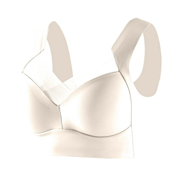 Zen Chic Bras for Older Women Seamless Wireless Posture Correcting Push Up Anti Sagging Full Coverage Ice Silk Bra Beige 40