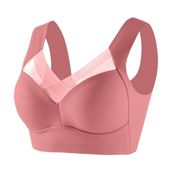 Zen Chic Bras for Older Women Seamless Wireless Posture Correcting Push Up Anti Sagging Full Coverage Ice Silk Bra Pink 46