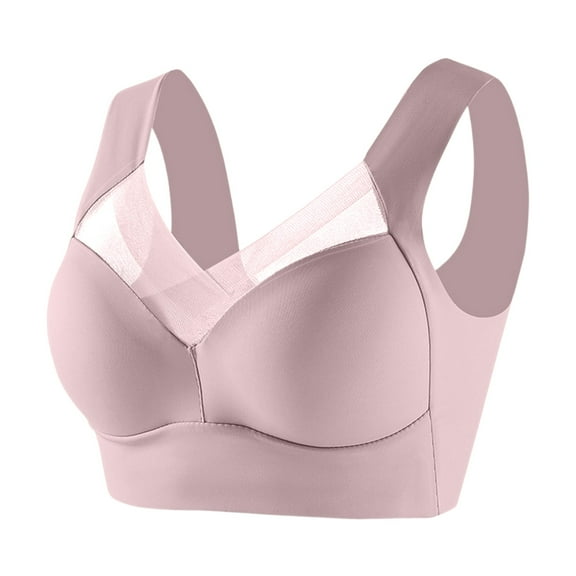 Zen Chic Bras for Older Women Seamless Wireless Posture Correcting Push Up Anti Sagging Full Coverage Ice Silk Bra Watermelon Red 36