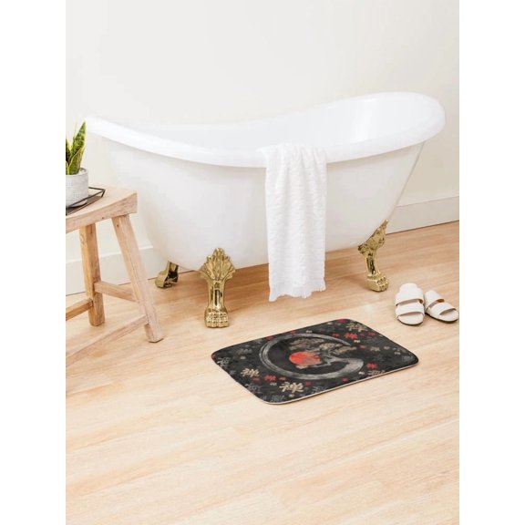 Zen Circle Bonsai Tree Doormat, Black Entryway Floor Mat