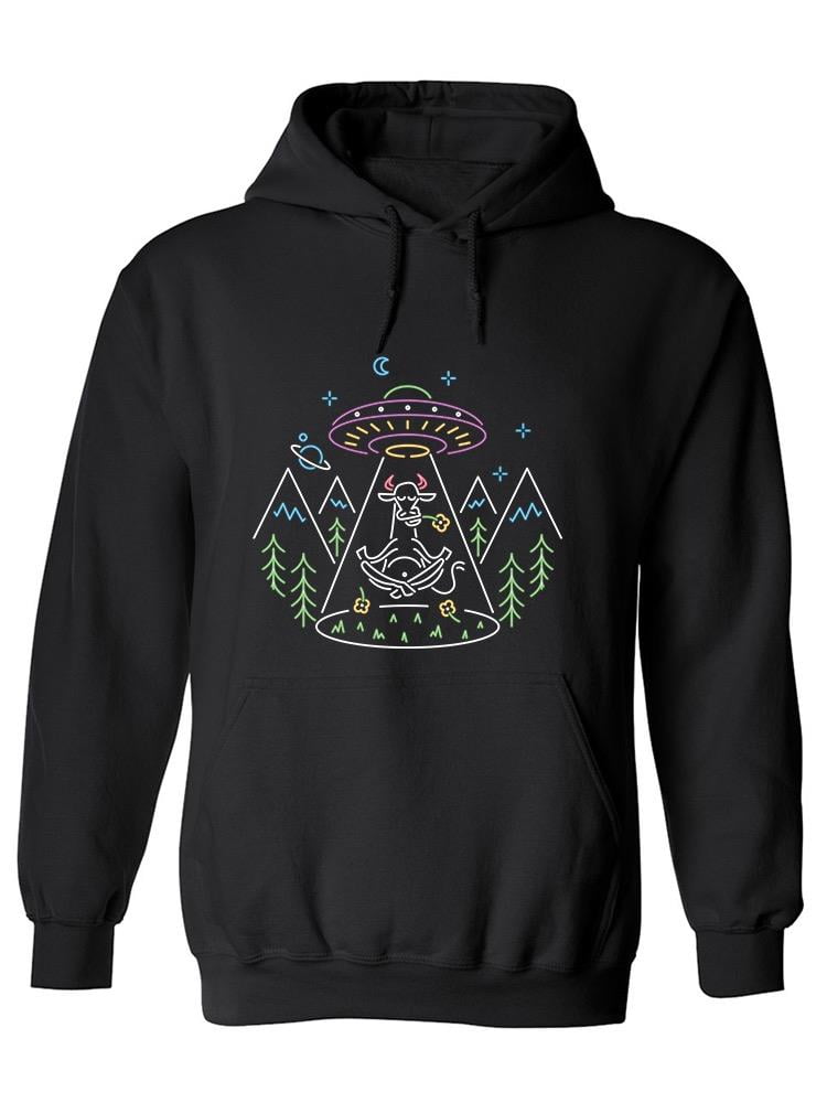 Abstract Neon Cow Print Men's Zip Up Hoodie