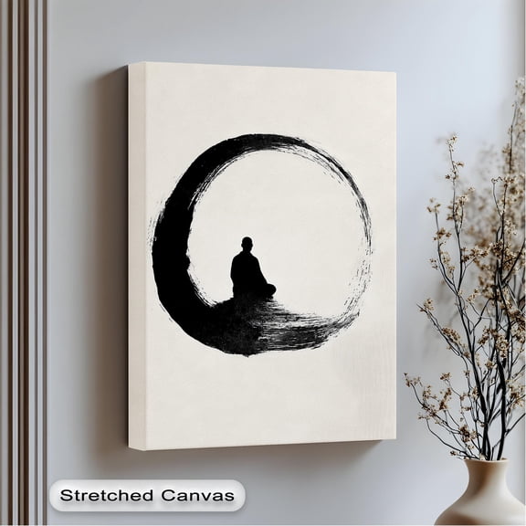 Zen Enso Circle Art Minimalist Meditating Monk Print Home Decor Office Wall Art Living Room Decor, Paper Poster Only