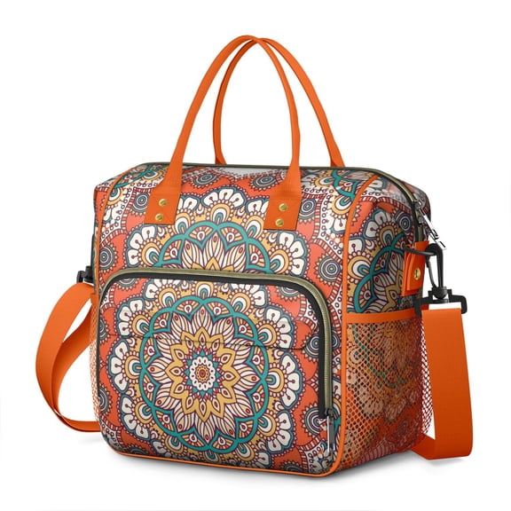 Zen Ethnic Patterned Lunch Box – Waterproof Reusable Tote for Work Picnic or Mindfulness Lunch Moments