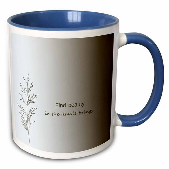 3drose, Zen Find Beauty in Simple Things Cream Nature Art, 15oz Two-tone Blue Mug