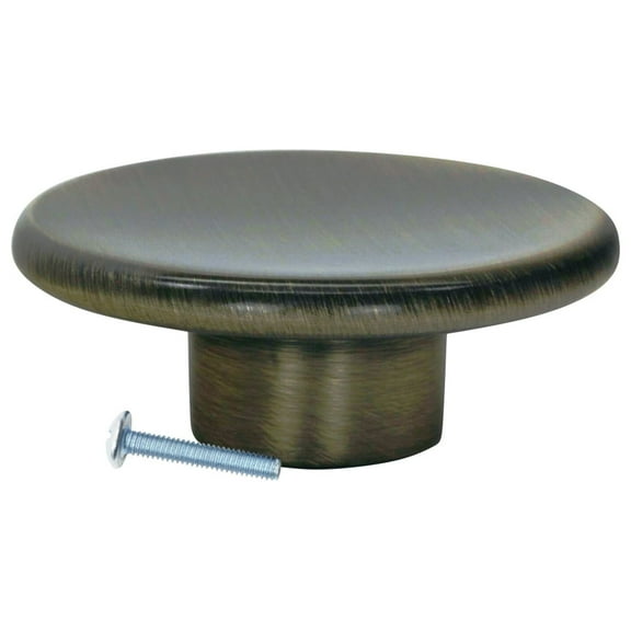 Zen Flat Circle Rustic Brass Cabinet Hardware Knob, 2-1/4 Inch Diameter