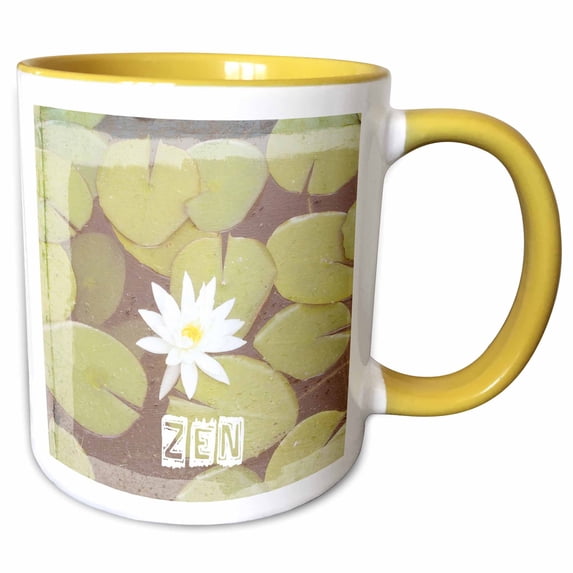 3drose, Zen Floral Art Spirituality Motivational Flowers, 15oz Two-tone Yellow Mug