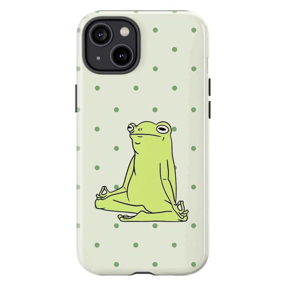Zen Frog Phone Case, Relaxing Meditation Frog Illustration, Calming Artistic iPhone Cover for iPhone 17 16 15 14 13 12 11 Pro Plus Mini