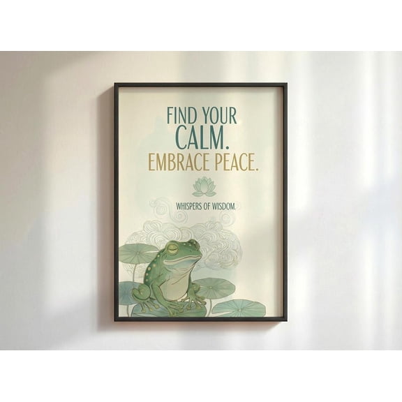 Zen Frog Quote Wall Art Mindfulness Home Decor Unframed Paper Print