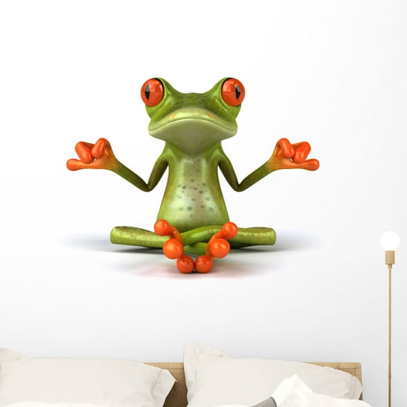 Zen Frog Wall Decal Sticker, Wallmonkeys Peel & Stick Vinyl Graphic (36 in W x 28 in H)