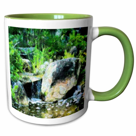 3drose, Zen Garden, 11oz Two-tone Green Mug
