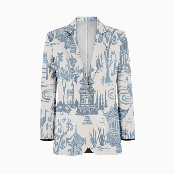 Zen Garden Blue Customized Men's Suits full man Shawl Collar Gentleman Suits for Wedding Business