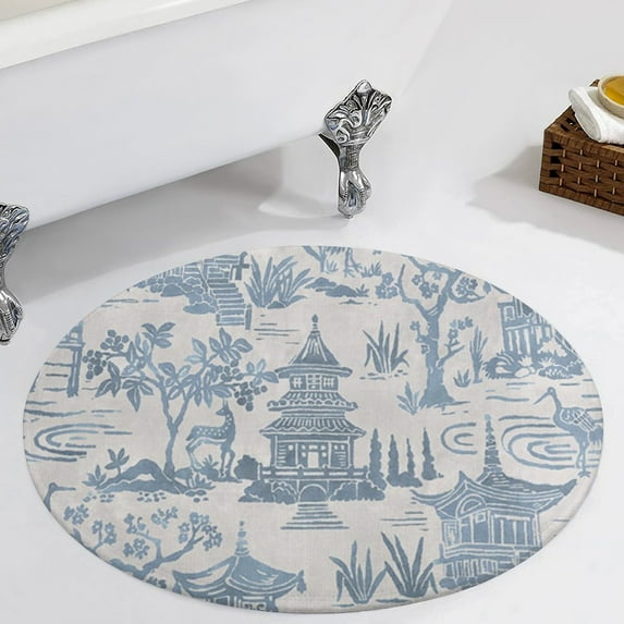 Zen Garden Blue Round Carpet Circle Rug Outdoor Patio Area Rug Washable Large Area Rugs Hallway Room Decor Fitness Mats