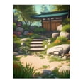thumbnail image 1 of Zen Garden Bright Painting Stone Steps Bathed in Sunlight Leading to Tea House Serene Spring Bloom Yard Unframed Wall Art Print Poster Home Decor Premium, 1 of 3