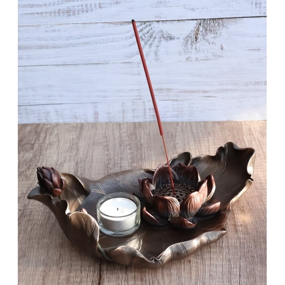 Zen Garden Buddha Lotus Flower Incense Burner Votive Tea Light Candleholder