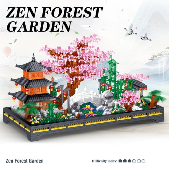 Zen Garden Building Blocks Set for Adults, Tranquil Garden Micro Bricks with Traditional Pavilions for Housewarmings Gifts & Home Decor