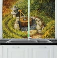 thumbnail image 1 of Zen Garden Curtains 2 Panels Set, Tranquil Nature Scenery with a Stone Lantern and Water Basin Early Autumn Season, Window Drapes for Living Room Bedroom, 55W X 39L Inches, Multicolor, by Ambesonne, 1 of 3