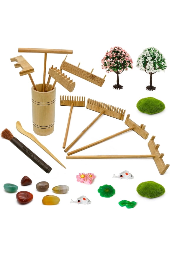 Zen Garden Decor Rake Tool - Sand Zen Garden Accessories Japanese Zen Garden Kit Tabletop Rock Zen Decor Japan Zen Gifts for Home Office Desk Meditation Room Relaxation Birthday Gifts Father Mother