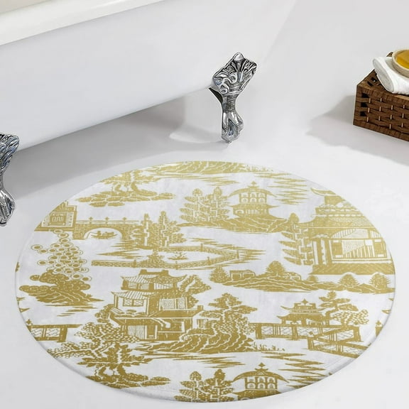 Zen Garden Gold Round Carpet Circle Rug Outdoor Patio Area Rug Washable Large Area Rugs Hallway Room Decor Fitness Mats