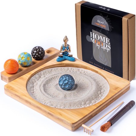 Zen Garden Kit for Desk - Premium Sand Tray Therapy Kit - Exclusive 11" Bamboo Tray - Mini Zen Garden for Office & Home Meditation - Hand Crafted Zen Garden Accessories - Zen Gift Set