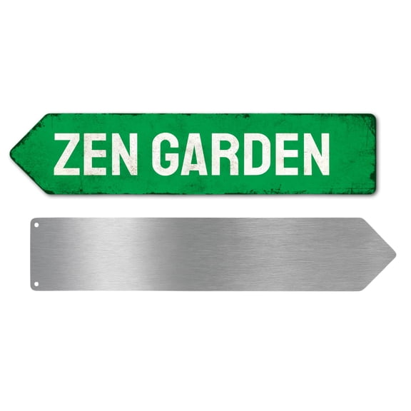 Zen Garden Metal Sign by DC | Arrow Metal Directional Signage for Indoor & Outdoor | 3x12" Rust-Free Aluminum Sign | Home & Garden Signage UV Protected Road LEFT Arrow Sign | Made in USA