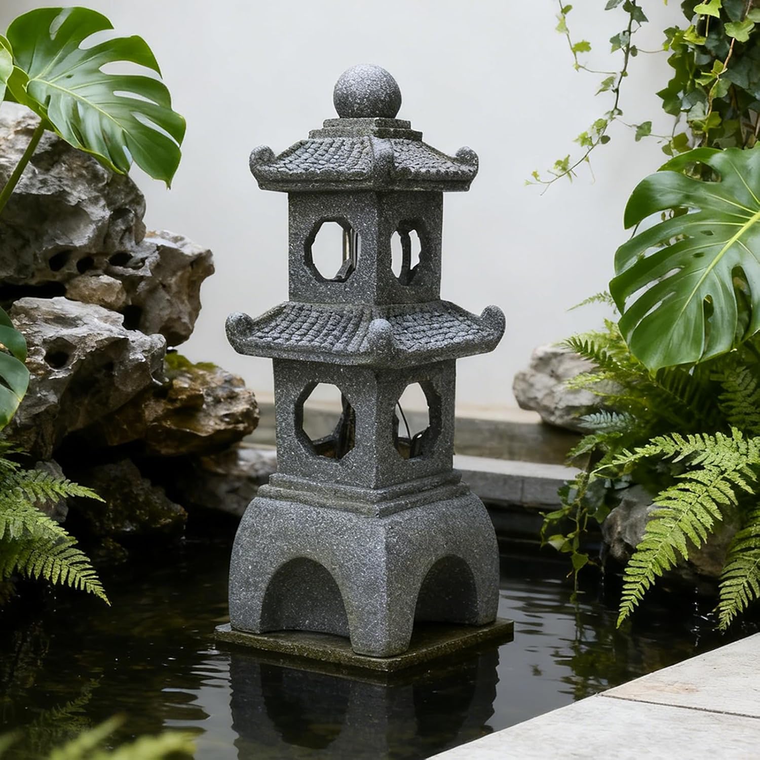 Zen Garden Outdoor Water Fountain 23.62\u201D Tall Resin Water Feature ...