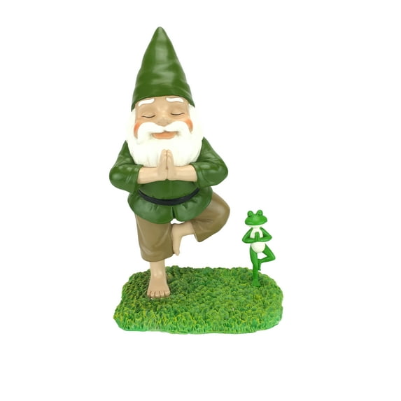 Zen Gnome and Zen Frog - Tree Pose– Tranquility and Peacefulness for your Fairy Garden and Garden Gnomes by GlitZGlam. A large 11” Inches Tall Miniature Gnome Figurine